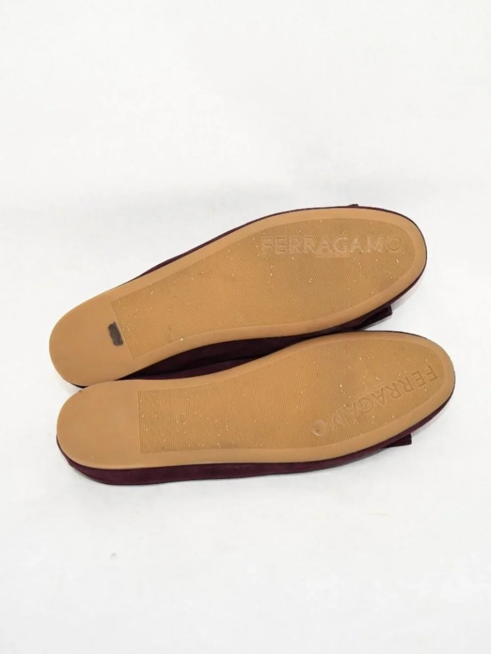 $800 SALVATORE FERRAGAMO Vanna suede ballet flats SHOES OXBLOOD GOLD 6 C (DD3)